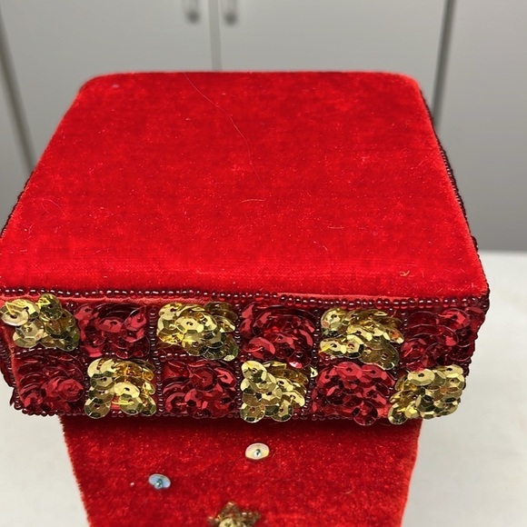 Holiday Christmas Square Sequin Wine Box Vintage - Picture 6 of 10